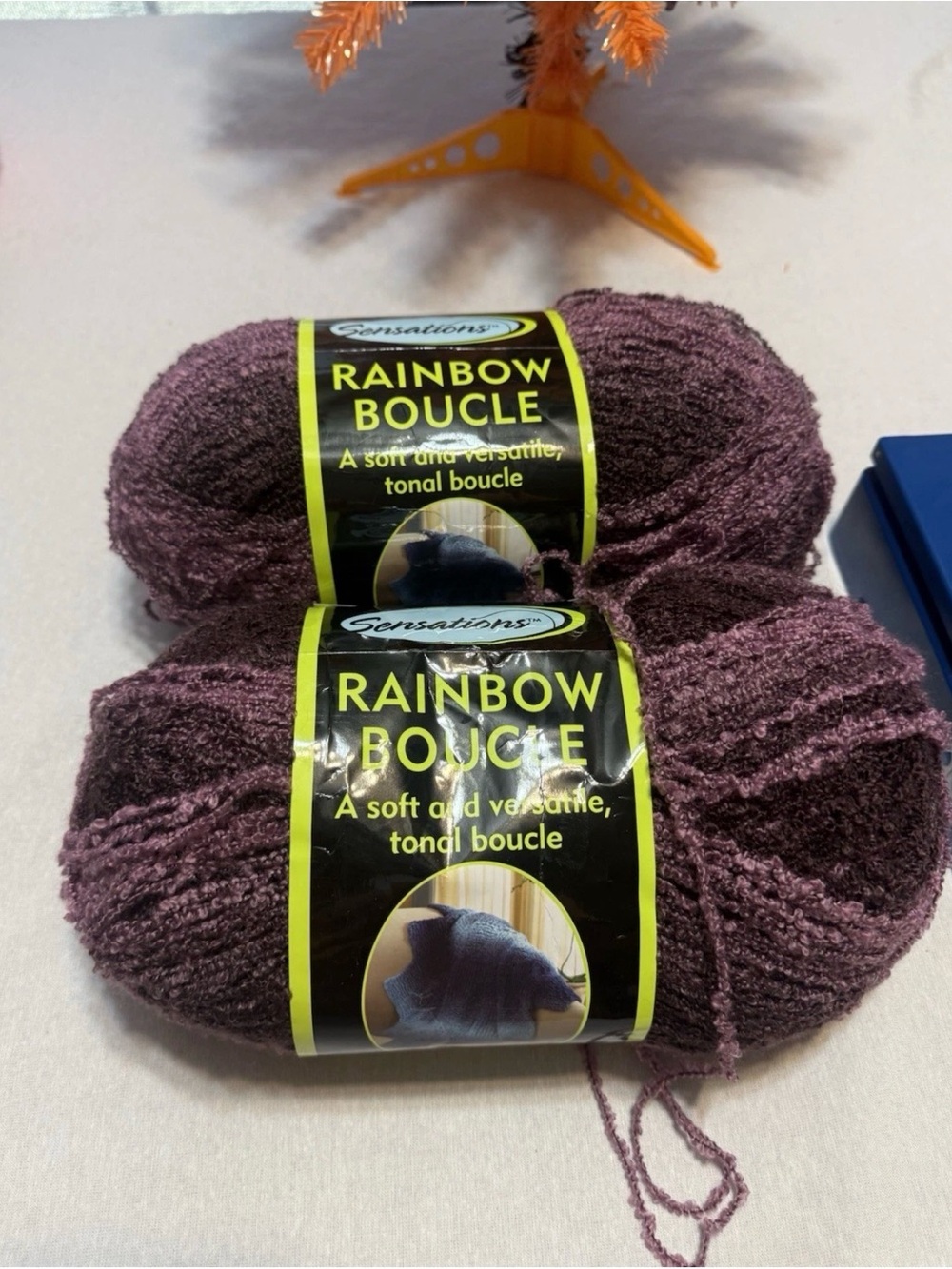 Sensations Rainbow Boucle Purple Worsted Weight #4 Yarn Skein Lot 2